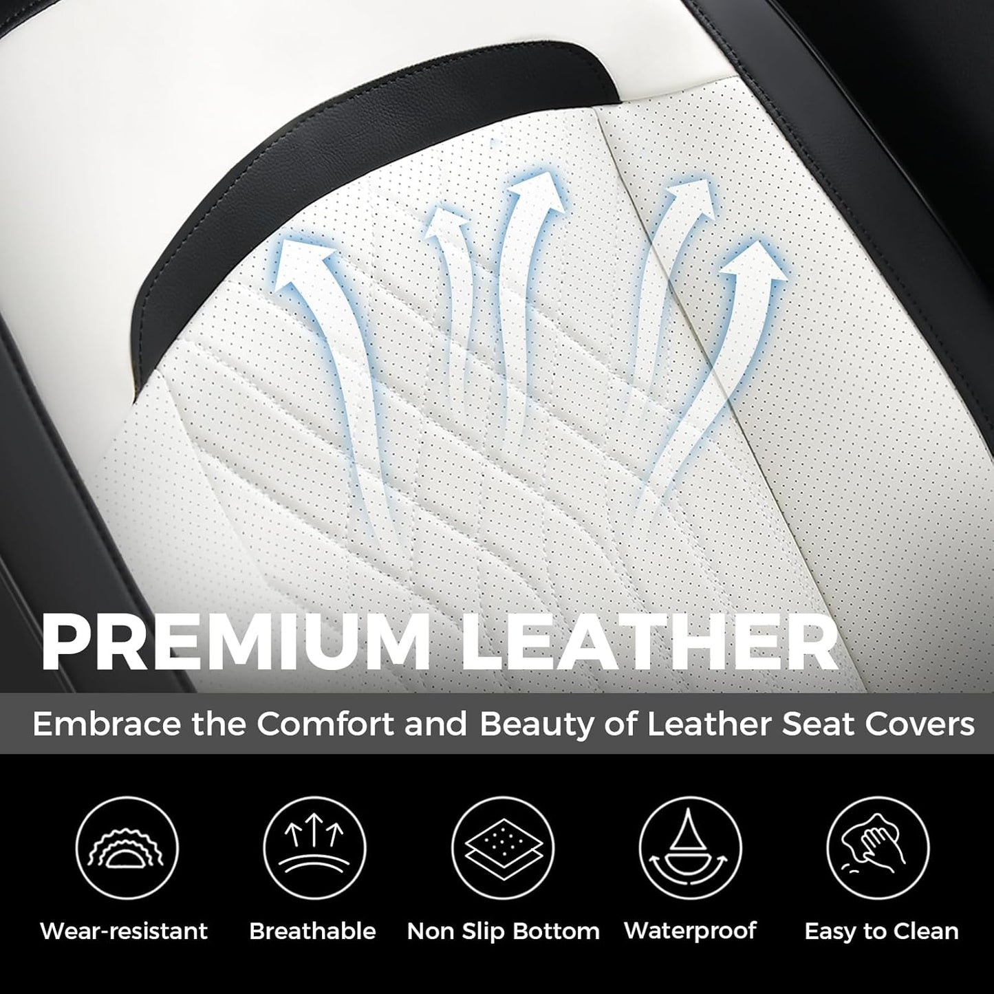 FLORICH Car Seat Covers Front Seat, Leather Seat Covers for Cars, Car Seat Protector Waterproof, Universal Automotive Seat Covers, Front Car Seat Cover Fit for Most Sedans SUV Pick-up Truck