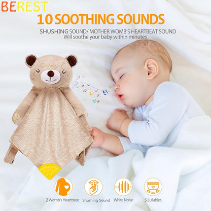 BEREST Unicorn Baby Sleep Soother 4-in-1 Sound Machine with Heartbeat & White Noise|Security Blanket & Pacifier Holder|Soothing Plush Toy for Newborns|Perfect Baby Registry Essential