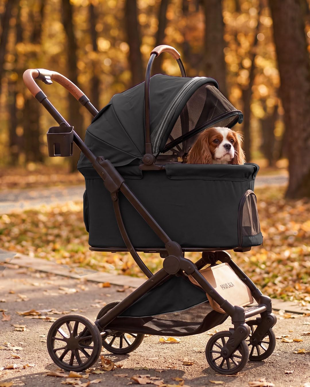 Pet Stroller with Detachable Carrier for Small, Medium Dogs & Cats, Lightweight Foldable Design, Travel-Ready, Compact Storage (Cloud Gray)