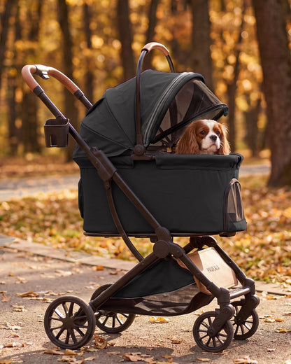 Pet Stroller with Detachable Carrier for Small, Medium Dogs & Cats, Lightweight Foldable Design, Travel-Ready, Compact Storage (Cloud Gray)