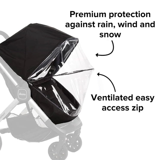 Diono Quantum Lux Stroller Rain Cover, Premium Waterproof Protection, Shield Against Wind and Rain, Clear Cover, Ventilated Storage Bag, Easy Attach