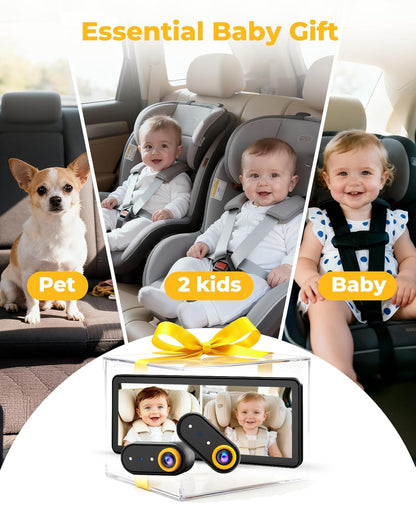 LUCKVIEW BM5PRO 7.2" Dual Camera Baby Monitor, 1080P HD Display for 2 Kids, Night Vision, Easy Install Car Baby Monitor, Ideal Gift, Rear Seat Safety for Babies & Pets