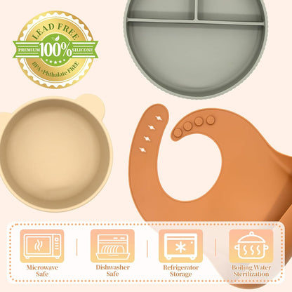 Silicone Baby Feeding Set 21 Pcs, Baby Led Weaning Supplies, Baby Feeding Supplies Set BPA Free, Essentials for Newborn Gift Mixed