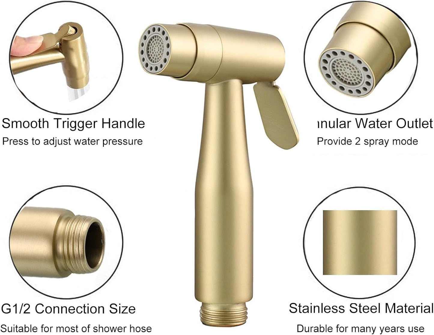 2 Function Cloth Diaper Sprayer,Biveah Stainless Steel Handheld Bidet Sprayer for Toilet Brushed Nickel, KXS004NA