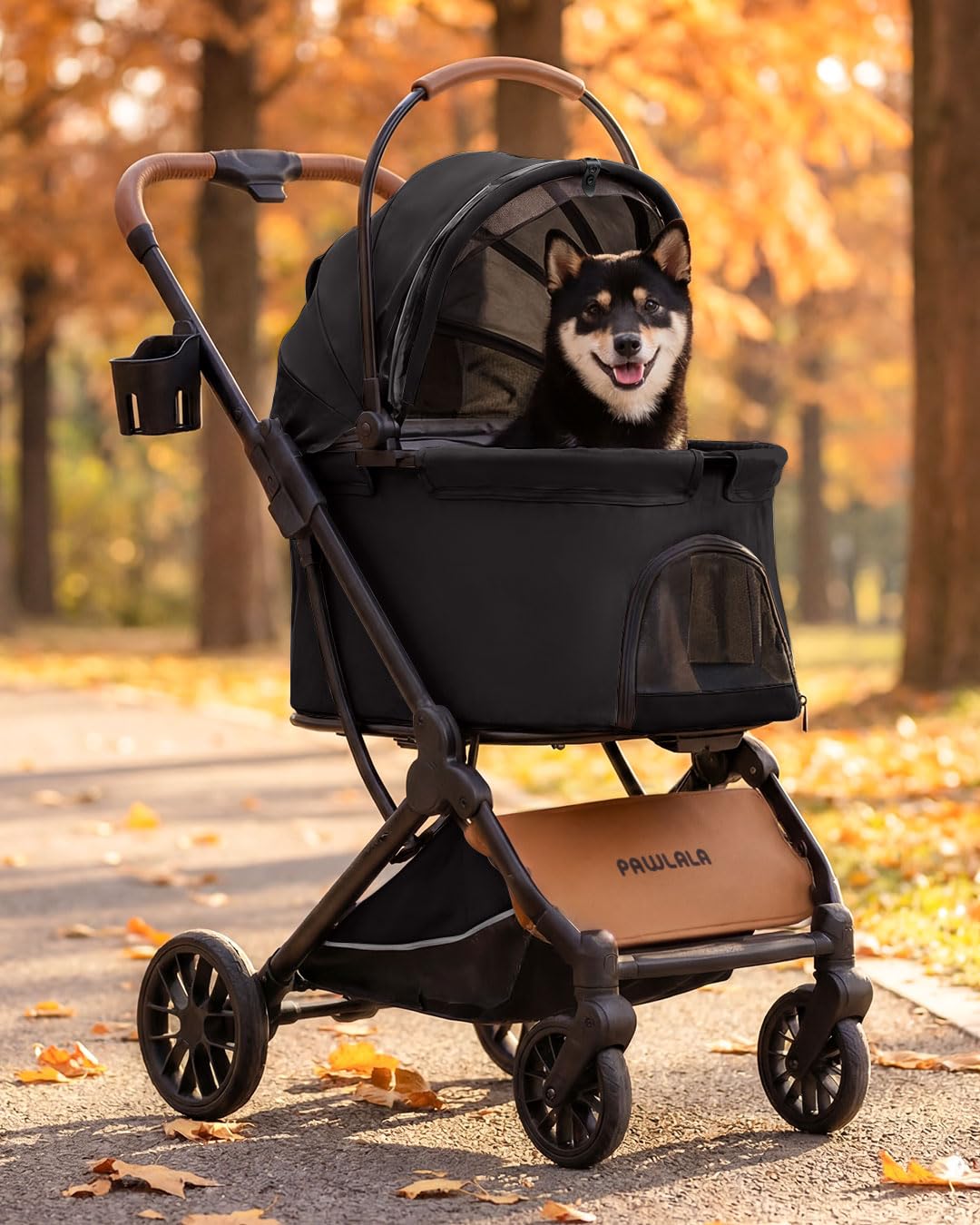 Pet Stroller with Detachable Carrier for Small, Medium Dogs & Cats, Lightweight Foldable Design, Travel-Ready, Compact Storage (Cloud Gray)