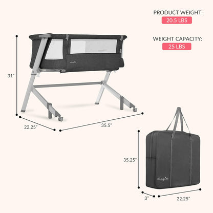 Dream On Me Skylar Bassinet and Bedside Sleeper, Adjustable Heights, Breathable Mesh Sides, Plush Mattress Pad, Wheels with Safety Locks & Tool-Free Assembly, Compact Fold & Travel Bag - Pink