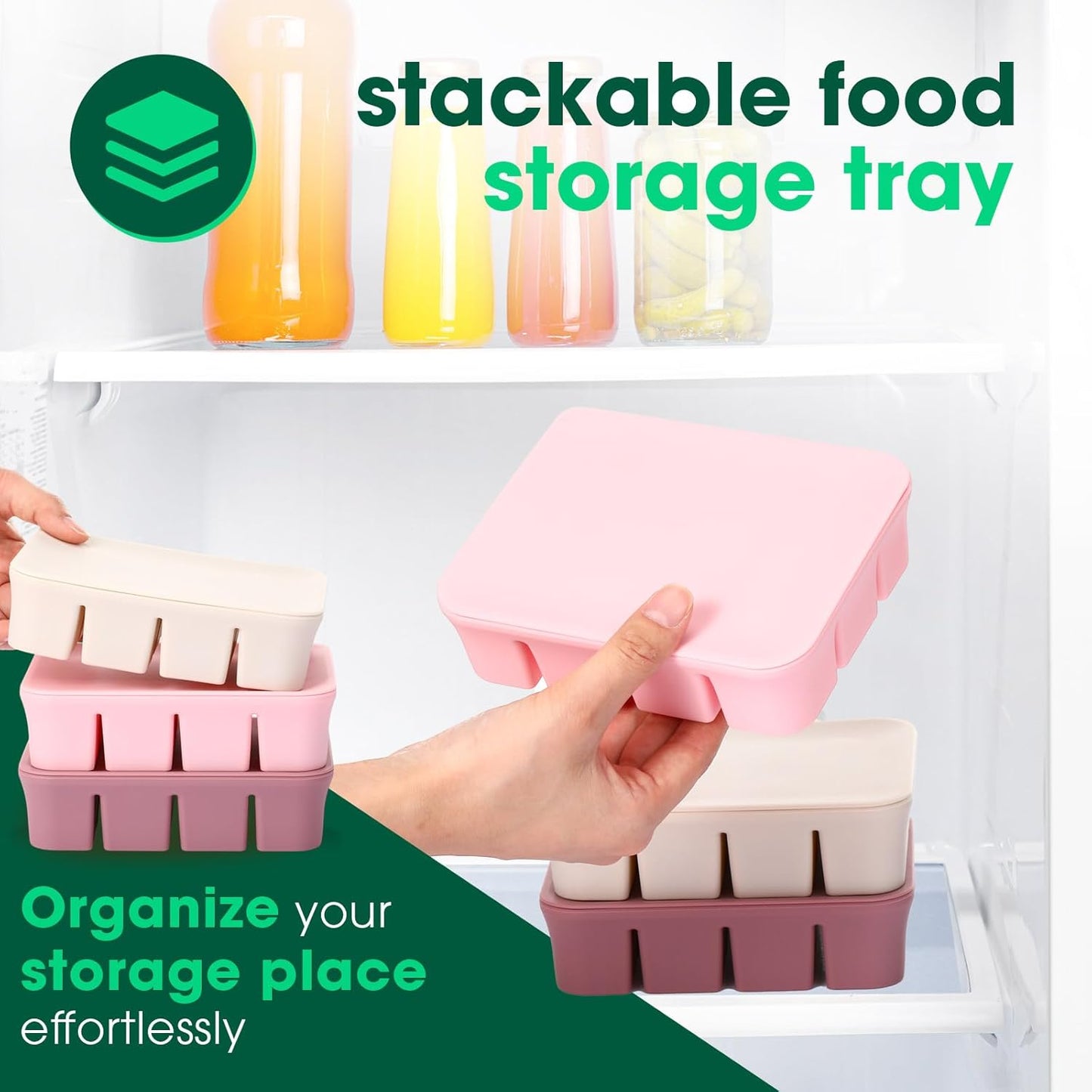 Mimorou 3 Pack Baby Food Freezer Tray with Lids 2.8 oz x 12 Cups Silicone Baby Food Storage Container Ice Cube Freezer Molds for Homemade Vegetable Fruit Purees Snack(12 Cups,White, Yellow, Brown)