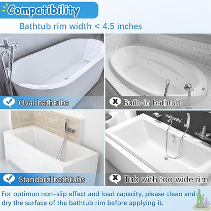 Saddle Shape Bath Toy Organizer, 2 Compartments Wide Opening Mesh Bath Tub Toy Storage for Easy Access to Toys, Side Pockets & Bottom Zipper Design, Quick Drying Toy Holder for Tub (White)