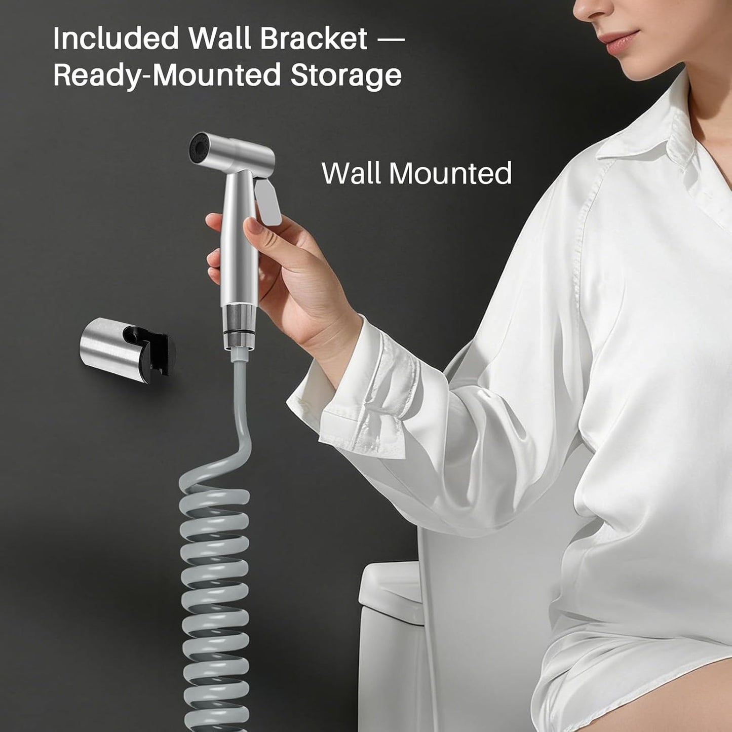 Neween Handheld Toilet Bidet Sprayer for Toilet-Adjustable Water Pressure Control with Bidet Hose for Feminine Wash, Stainless Steel Bidet Faucet Sprayer Kit Cloth Diaper for Baby Wash (Black)