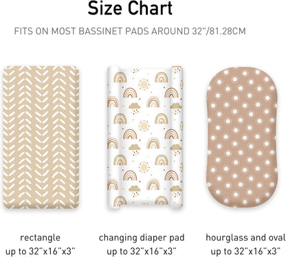 Bedside Sleeper Bassinet Fitted Sheets 20 x 33, 3 Pack Baby Delight Beside Me Dreamer,Babybond,Jimglo,koola,cowiewie,fodoss, Dream On Me Baby Square Bassinet, Pink Animal