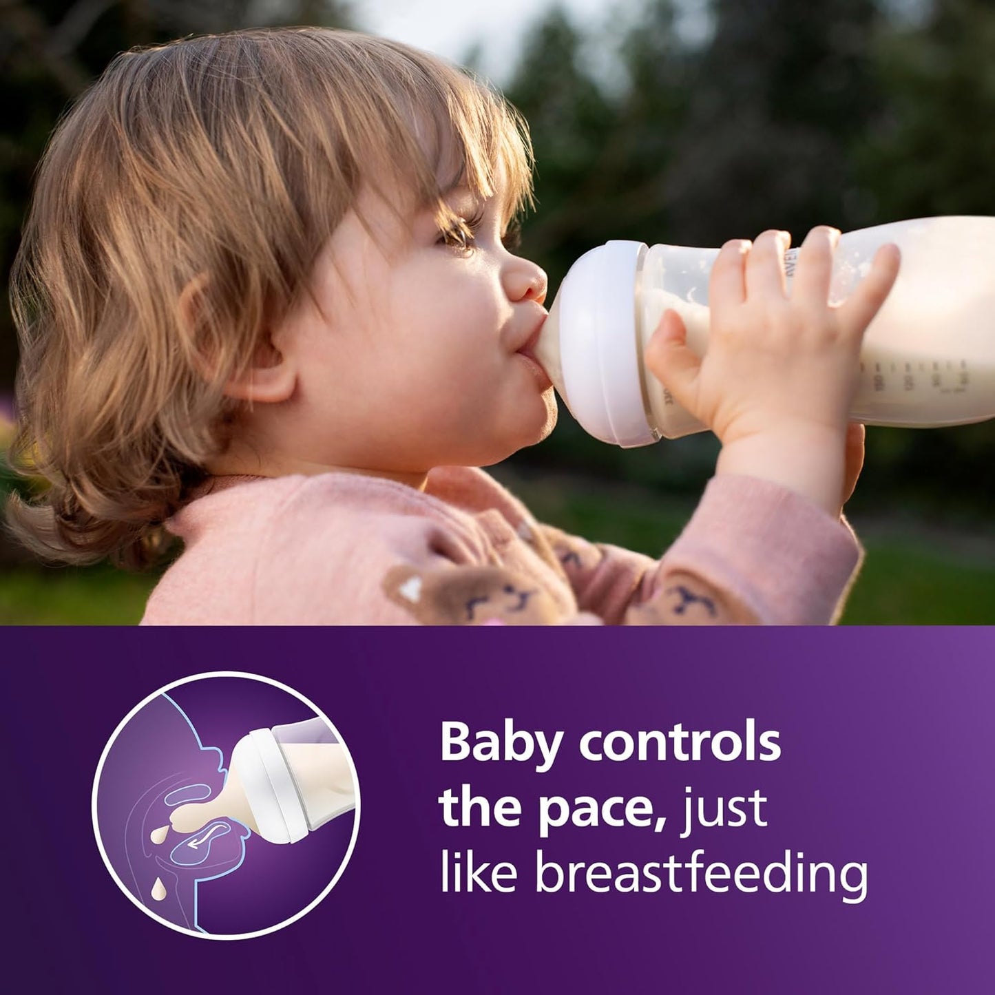 Philips Avent Natural Baby Bottles with Natural Response Nipples (Slow Flow, Flow 2), 4oz, 4-Pack, SCY900/04