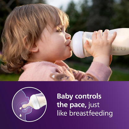Philips Avent Natural Baby Bottles with Natural Response Nipples (Slow Flow, Flow 2), 4oz, 4-Pack, SCY900/04