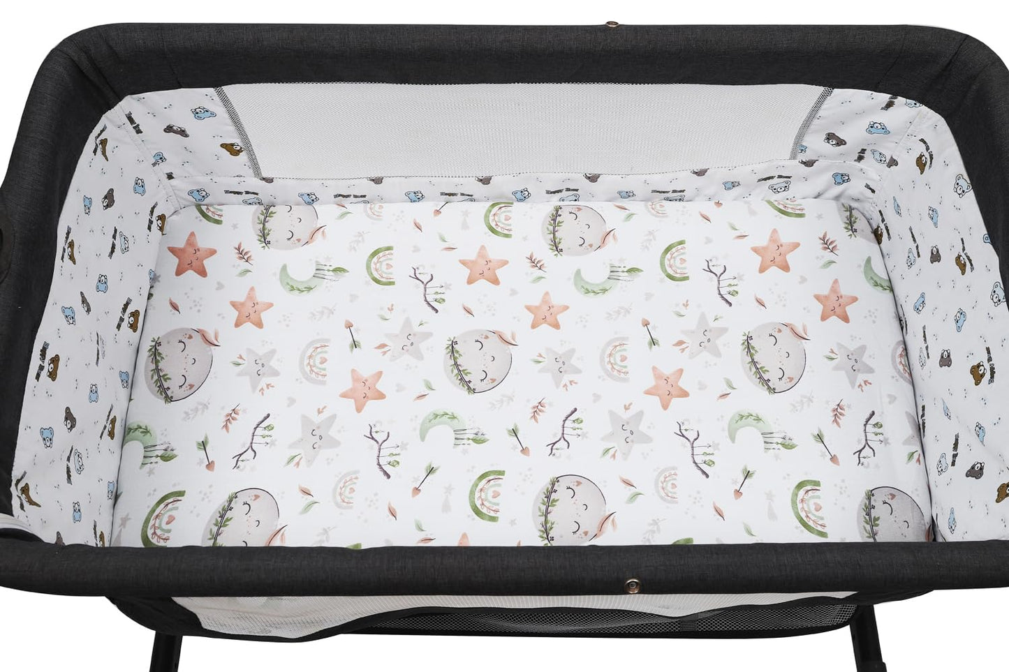 Bassinet Sheet Set 2 Pack Snug Fitted Bedside Sleeper Bassinet Sheets, Stretchy Ultra Soft, Unisex Boy Girl, Light Blue & Dinosaur