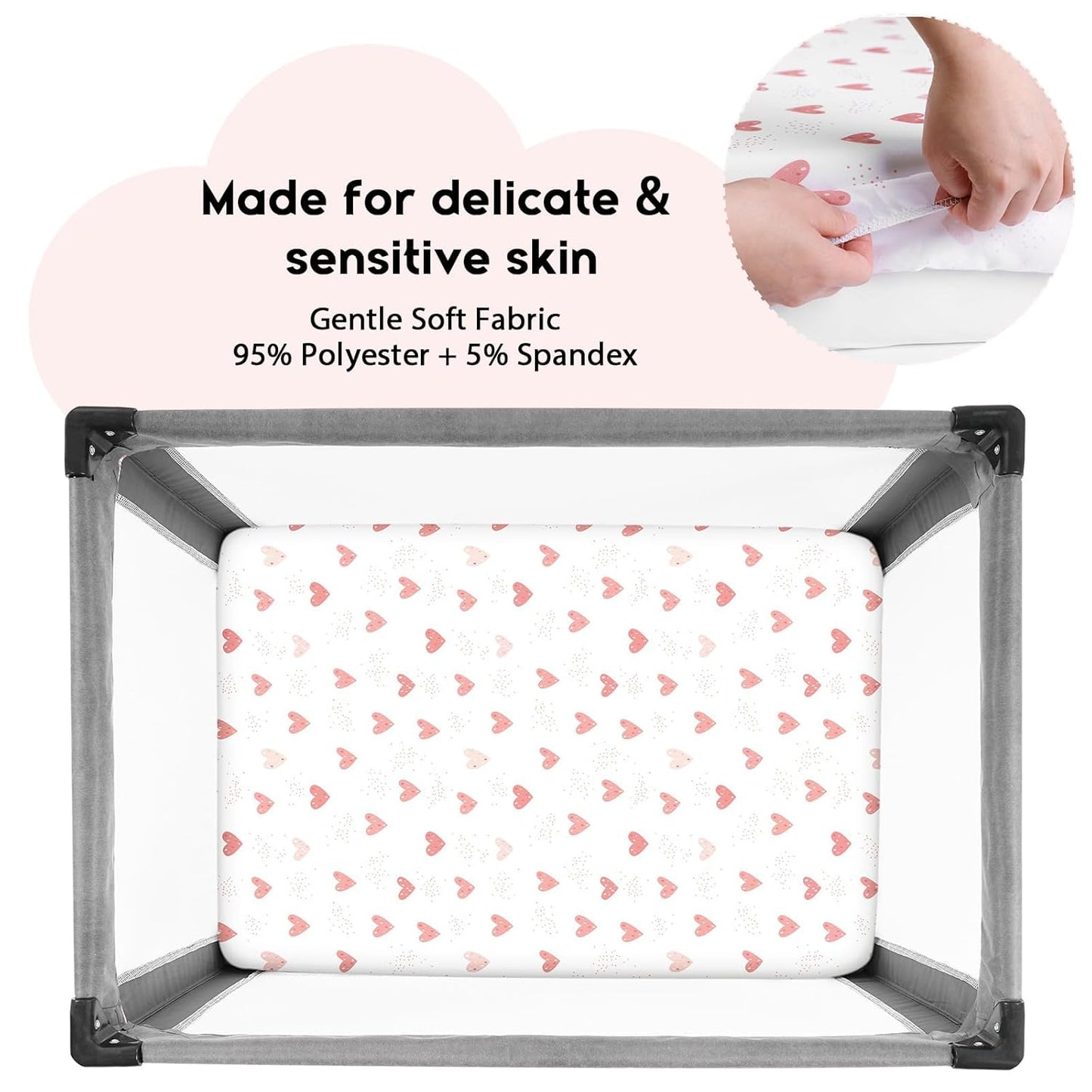 Yoofoss Pack and Play Sheets Fitted, Mini Crib Sheets 2-Pack for Pack N Play Mattress, Stretchy Playard Sheet, Soft and Breathable Green+Giraff
