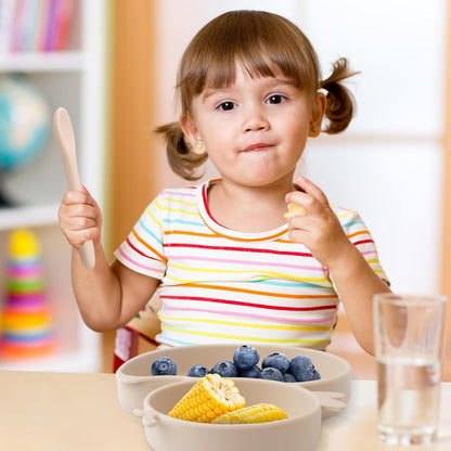 Qshare Powerful Suction Plates for Baby and Toddler,Baby Divided Plate,Thanksgiving Plates with Fork and Spoon,Duck Baby Plate Non-Slip,BPA Free,Microwave & Dishwasher Safe (Orange)