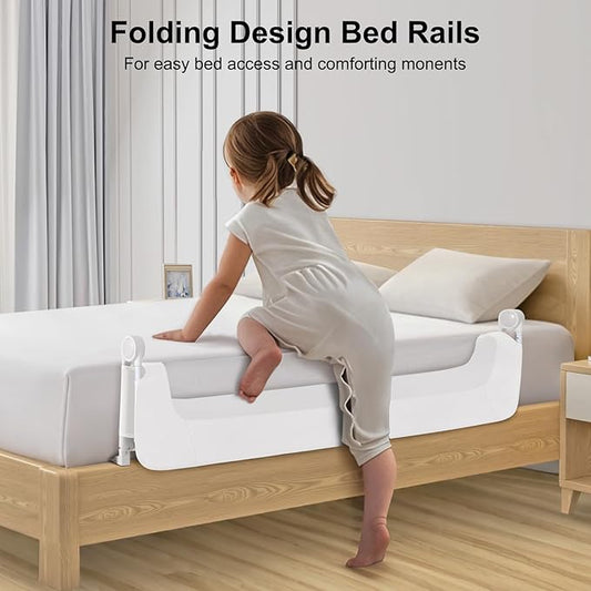 Bed Rail for Toddlers,Swing Down Kids Bed Rails Guard for Twin,Full,Queen,Bunk Size Bed,Extra Tall Child Bed Rail Guard with Reinforced Anchor Safety System,40" L x 29.5" H,White