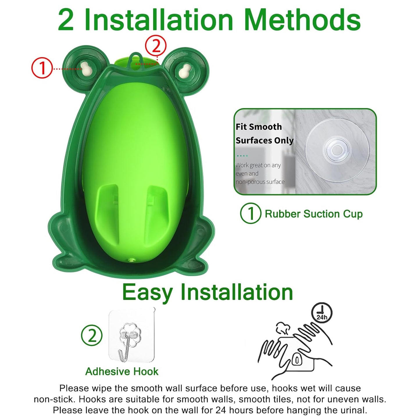 Frog Pee Training Urinal, Cute Frog Potty Training Urinal for Toddler Boys with Funny Aiming Target, Green Toilet Trainer (Green)