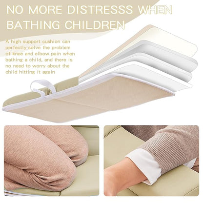 Baby Bath Kneeler and Elbow Rest Pad Set,Bath Kneeling Pad Thick Soft Quick Dry Bathtub Mat for Bathing Time,Baby Essentials Memory Foam with Toys Organizer Gifts for Parents,Khaki