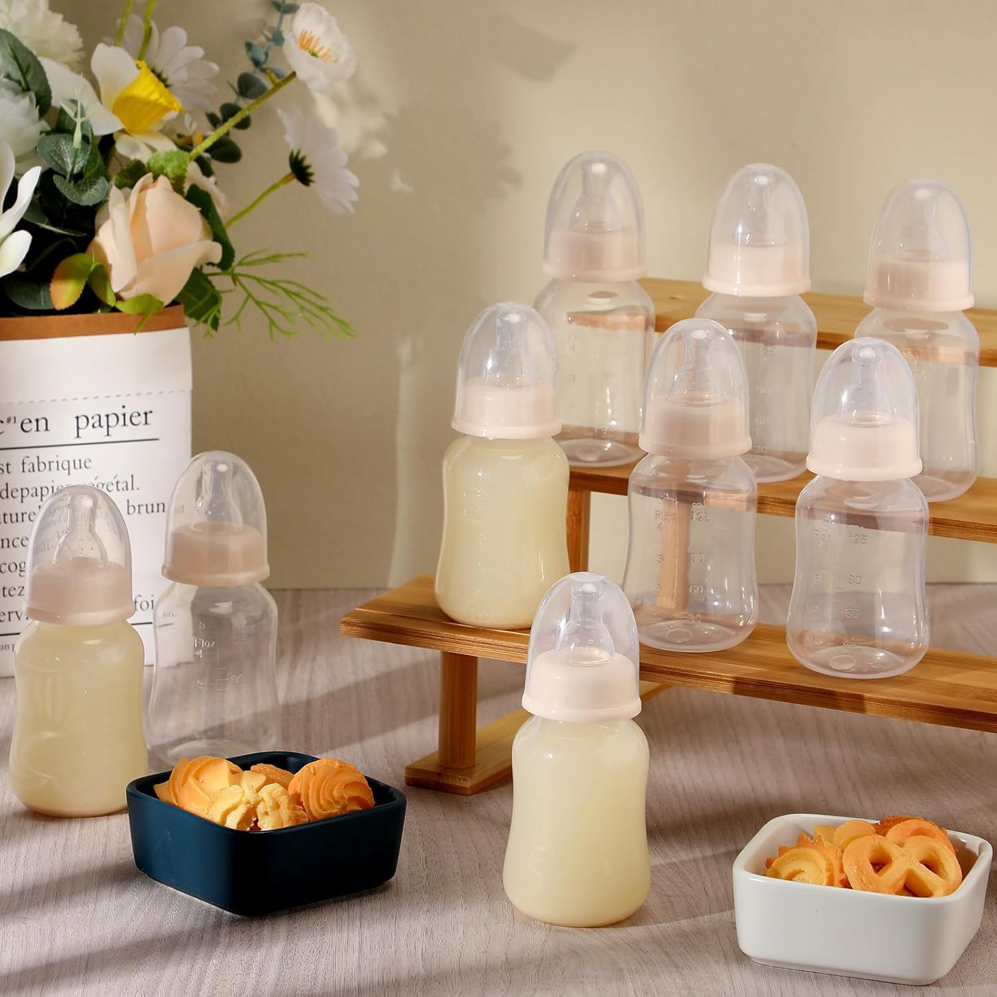 SiliFine 30 Pcs Baby Shower Favors Party Bottle Chug Game Mini Bottles Gift Sets for Gender Reveal Birthday Party Supplies Gift (Pink)