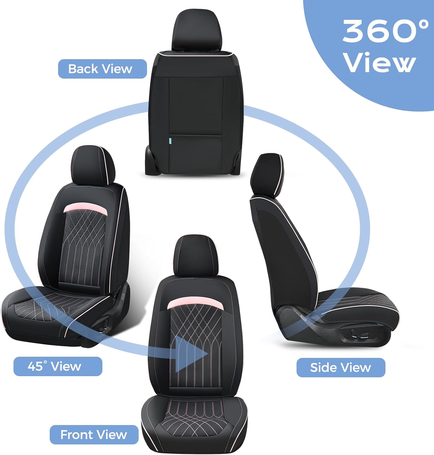 FLORICH Car Seat Covers Front Seat, Leather Seat Covers for Cars, Car Seat Protector Waterproof, Universal Automotive Seat Covers, Front Car Seat Cover Fit for Most Sedans SUV Pick-up Truck