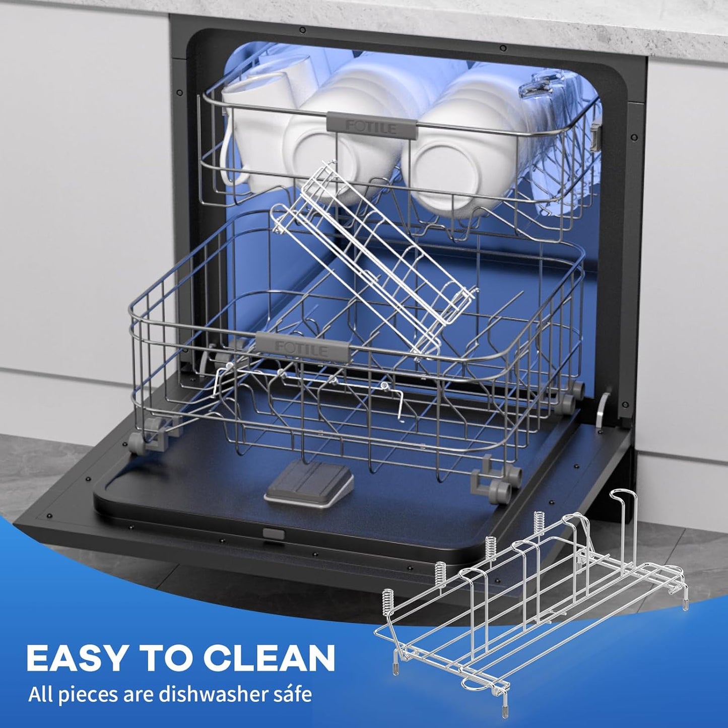 Baby Bottle Drying Rack Organizer Stainless Steel Large Countertop Glass Water Bottle Dryer Holder with Diatomite Stone Quick Dry Easy Clean and Brush Holder