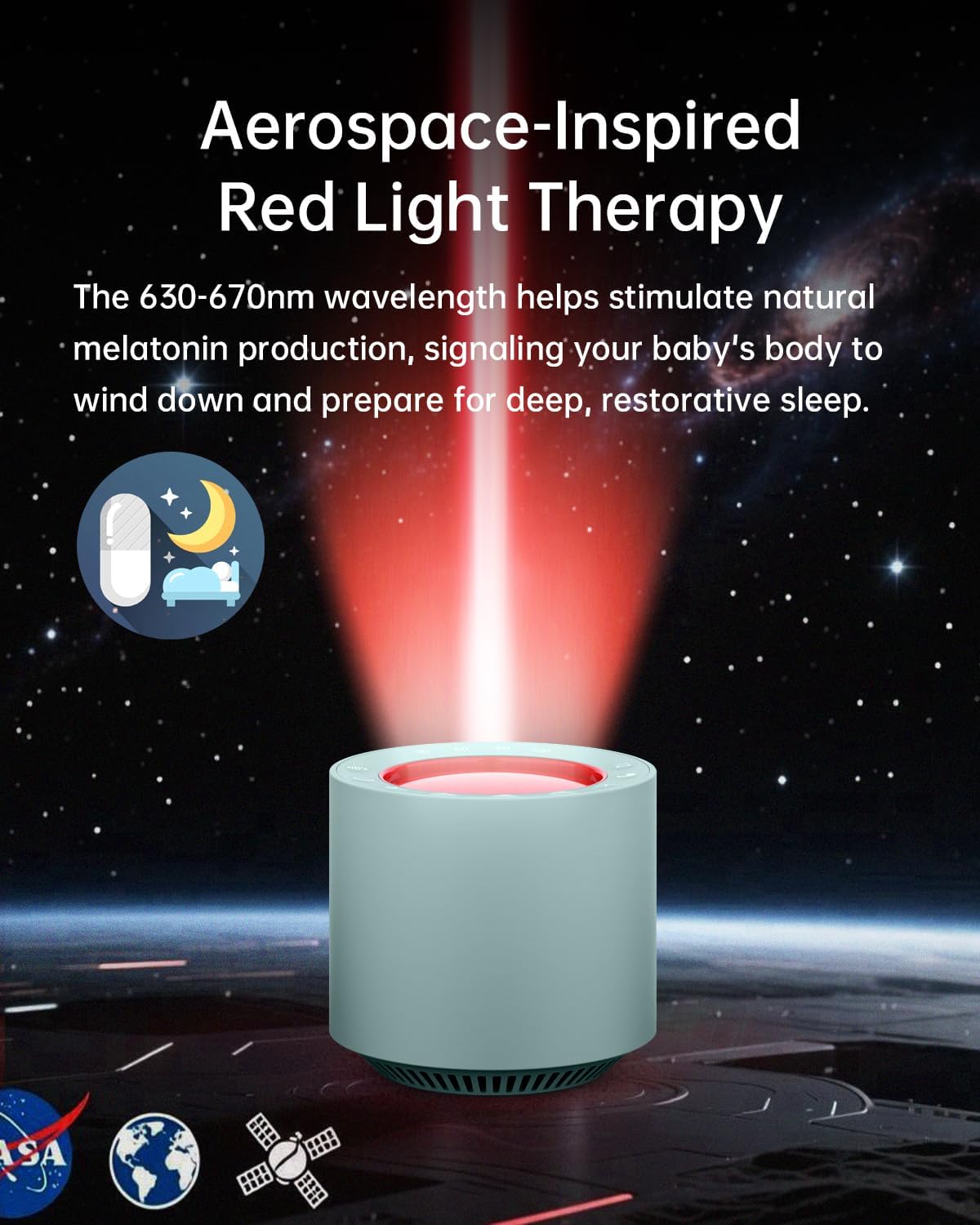 White Noise Sound Machine: Red Light Therapy Sleep Sound Machine with 38 Soothing Sounds & Calming Womb Soother, Memory Function, Dimmable Nursery Night Light with Timer for Baby Adult Gift