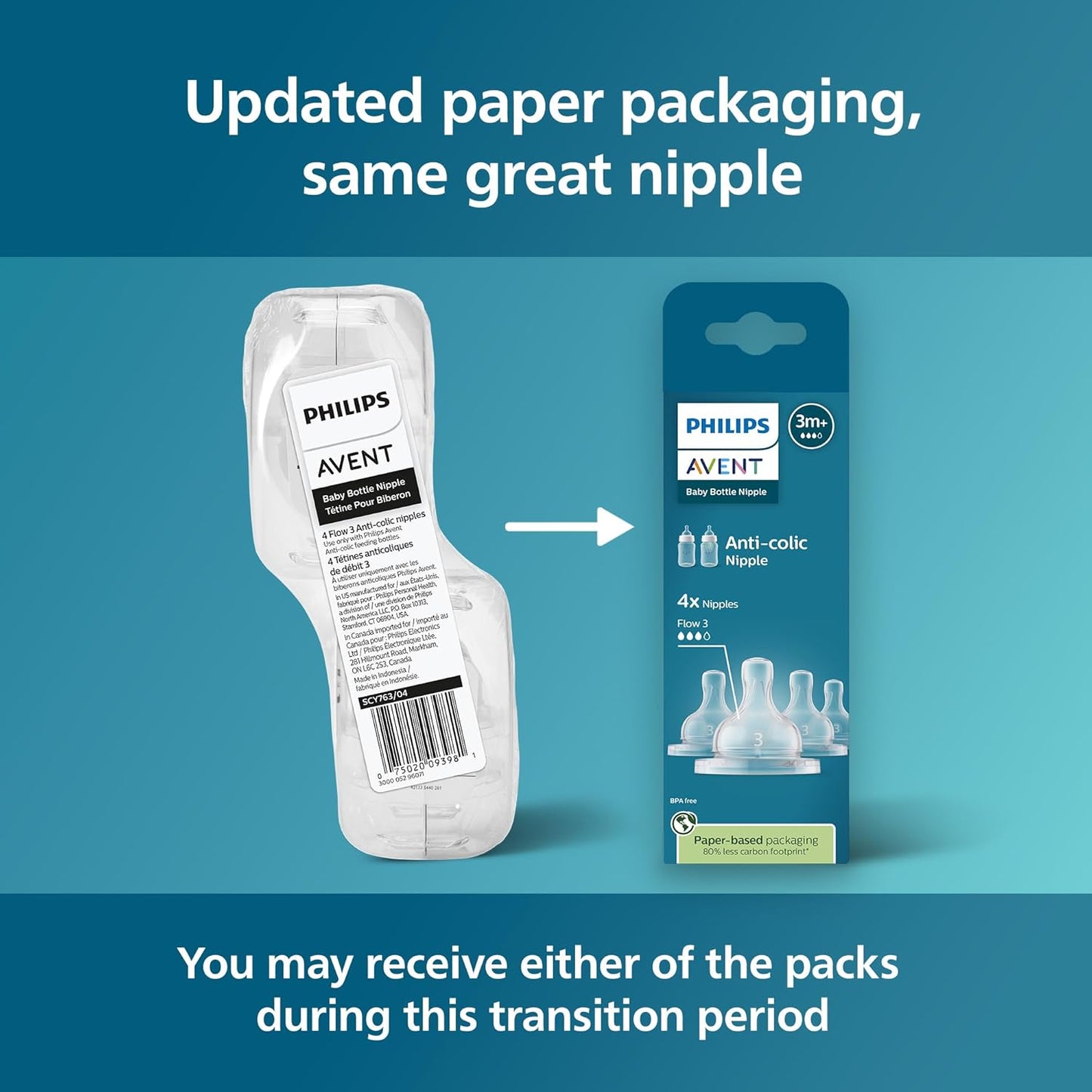 Philips Avent Anti-Colic Nipples - Flow 4, 4-Pack, SCY764/44