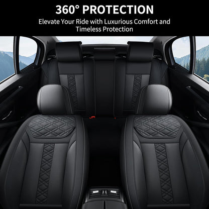 FLORICH Car Seat Covers Full Set, Automotive Seat Covers, Black Car Seat Cover, Waterproof Seat Protectors Universal fit for Car Truck Van SUV - Black