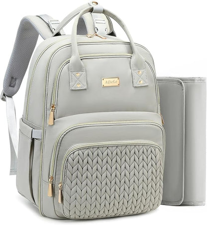 Diaper Bag Backpack - Large Multi functional, Boys, Girls & Baby Travel Essentials Tote with Changing Pad, Insulated Pockets, Stroller Straps, Waterproof - Baby Backpack for Mom & Maternity (Gray)