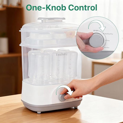 Freebaby Baby Bottle Sterilizer and Dryer,4 in 1 Electric Steam Sanitizer and Dryer for All Baby Bottle,Bottle Sanitizer for Pacifiers&Breast Pump Accessories,8 Bottles Capacity