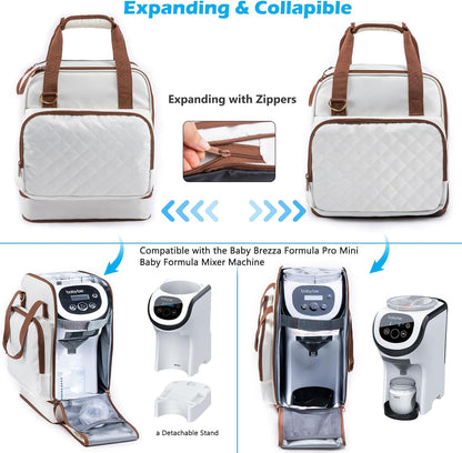 SFYBYHEART Carrying Case Compatible with Baby Brezza Formula Pro Mini Baby Formula Mixer Machine Carrying Bag - Baby Formula Mixer Travel Bag with Pockets for Baby Essential, Pumps, Baby Bottles