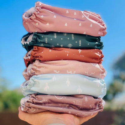 Mama Koala 3.0 Pocket Cloth Diapers for Babies with AWJ Lining, 6 Pack with 6 4-Layer Natural Cloth Diaper Inserts - Reusable and Washable Pocket Diapers(Hardworking Bees) - Colors B