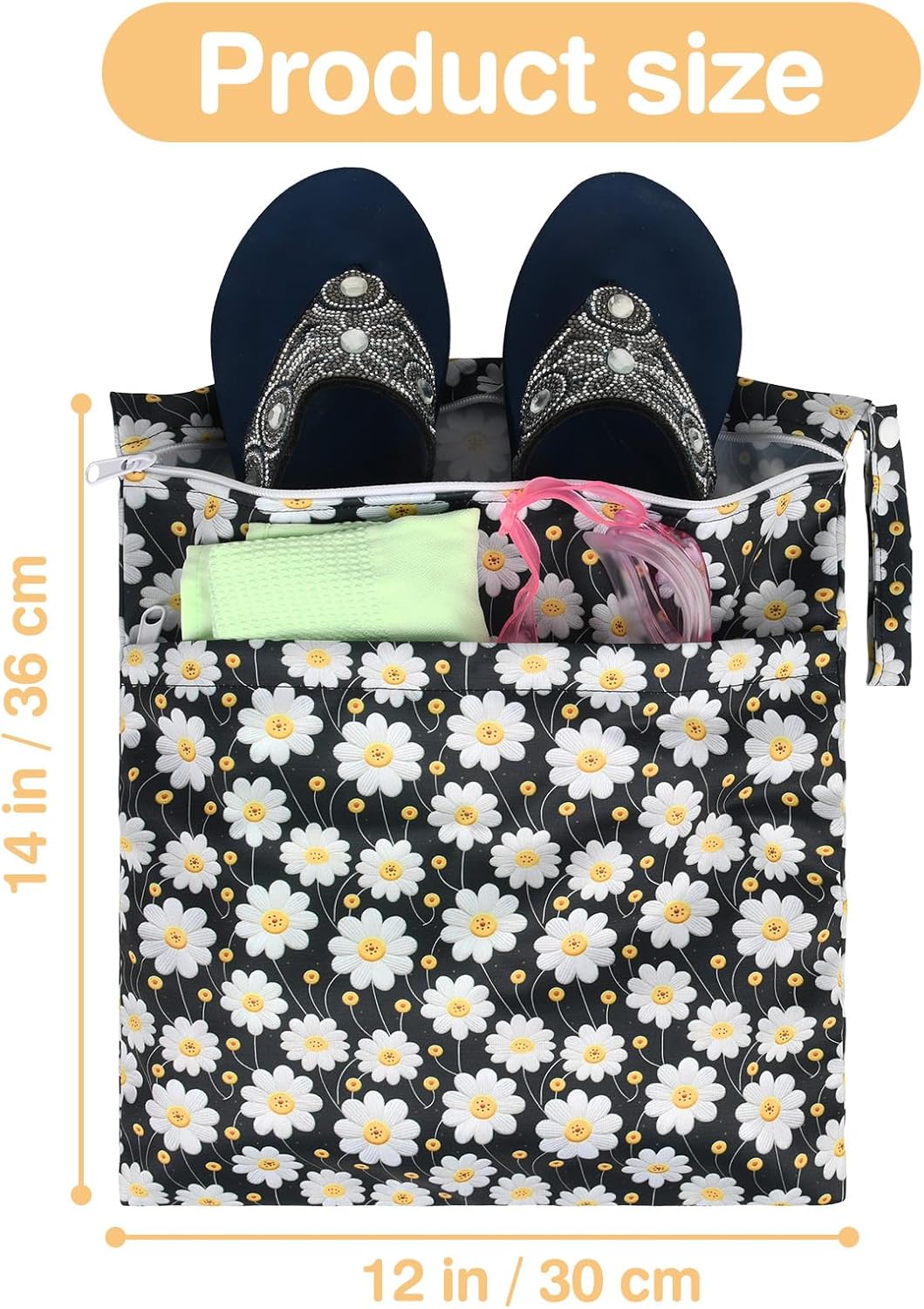 Wet Dry Bags 2-Pack with Cute Dolphin Print - Waterproof Travel Organizer for Swimming Pool Beach Gym Baby Cloth Diapers Swimwear with Dual Zippers