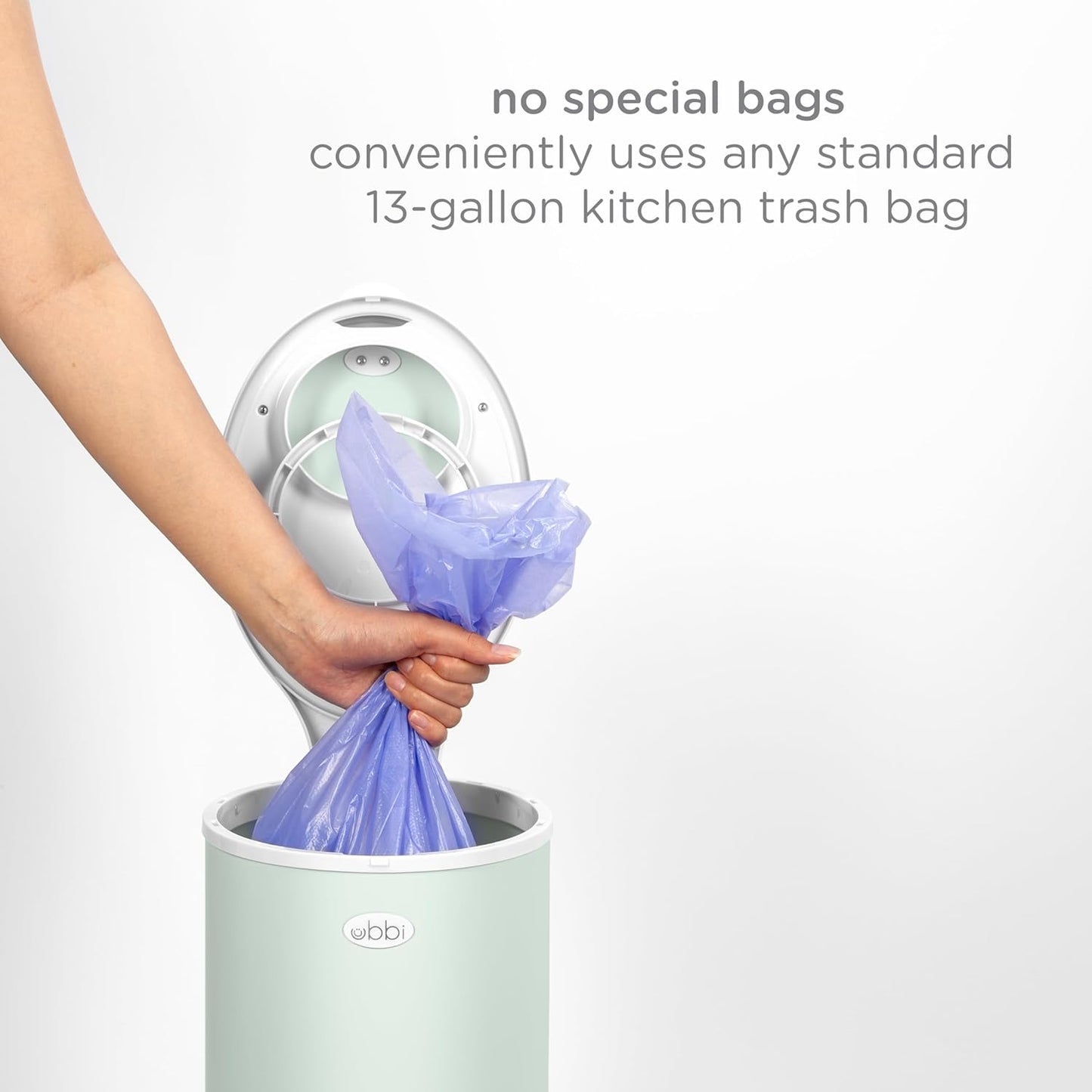Ubbi Steel Diaper Pail, Odor Locking, No Special Bag Required, Award-Winning, Registry Must-Have, White