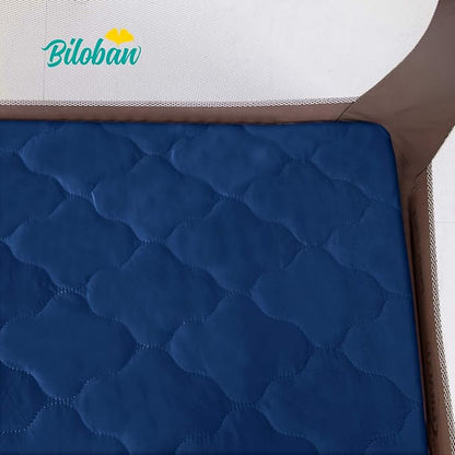 Pack and Play Mattress Protector Sheets Fitted Waterproof Pack and Play Mattress Pad Cover, Compatible with Graco Pack n Play & Dream On Me & Pamo Babe, Playpen/Playard Sheet Quilted, Navy, 39" x 27"