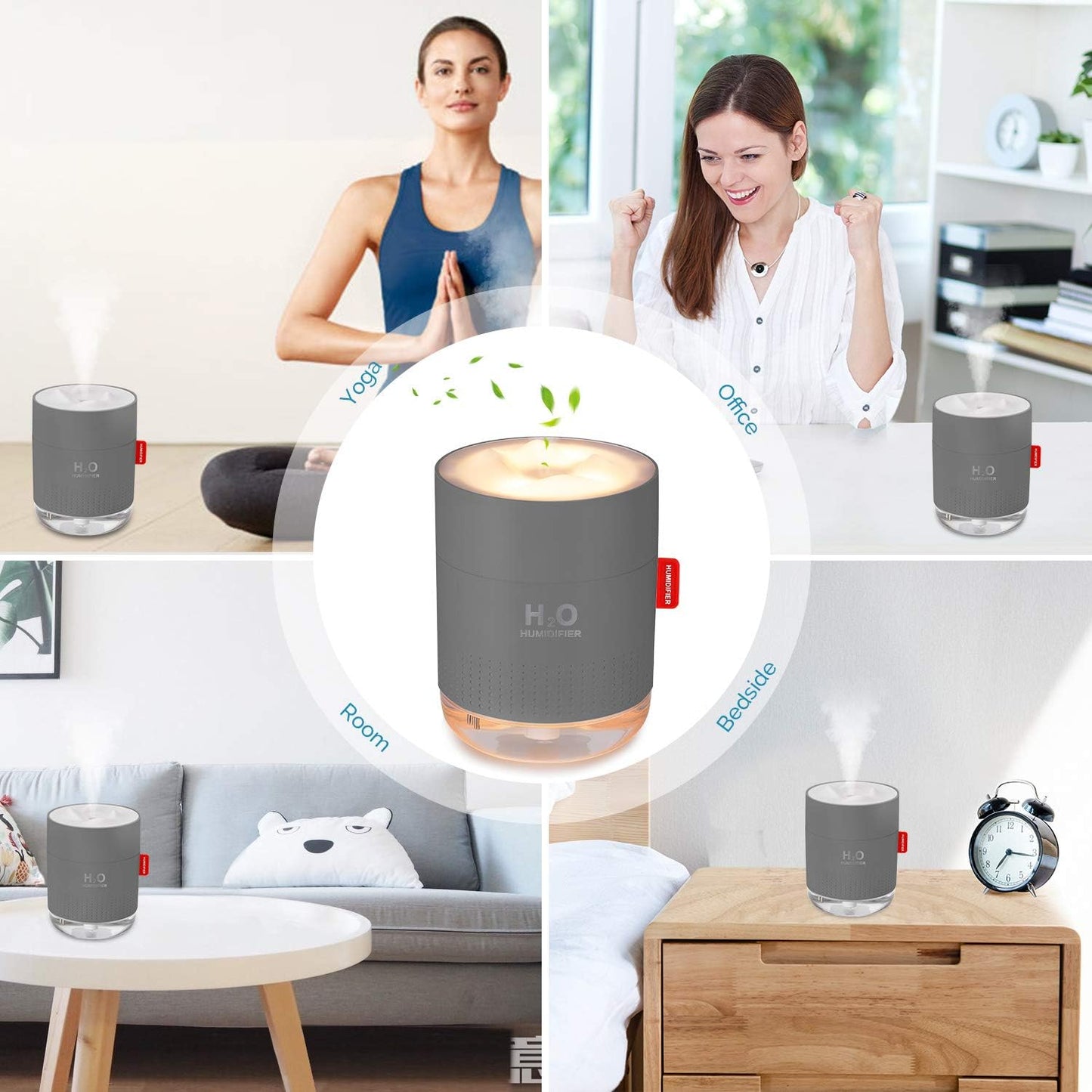 Portable Mini Humidifier, 500ml Small Cool Mist Humidifier, USB Personal Desktop Humidifiers for Baby Bedroom Travel Office Home, Auto Shut-Off, 2 Mist Modes, Super Quiet, White