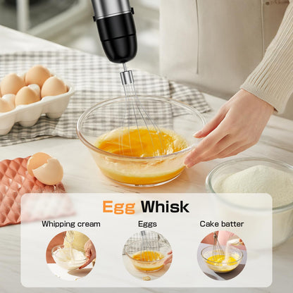 Turelar Immersion Blender Handheld Corded Hand Blenders Set 1100W, Trigger Variable Speed 5 in 1 Stick Emulsifier with Chopper, Whisk and Frother for Soup, Baby Food and Smoothies, Orange