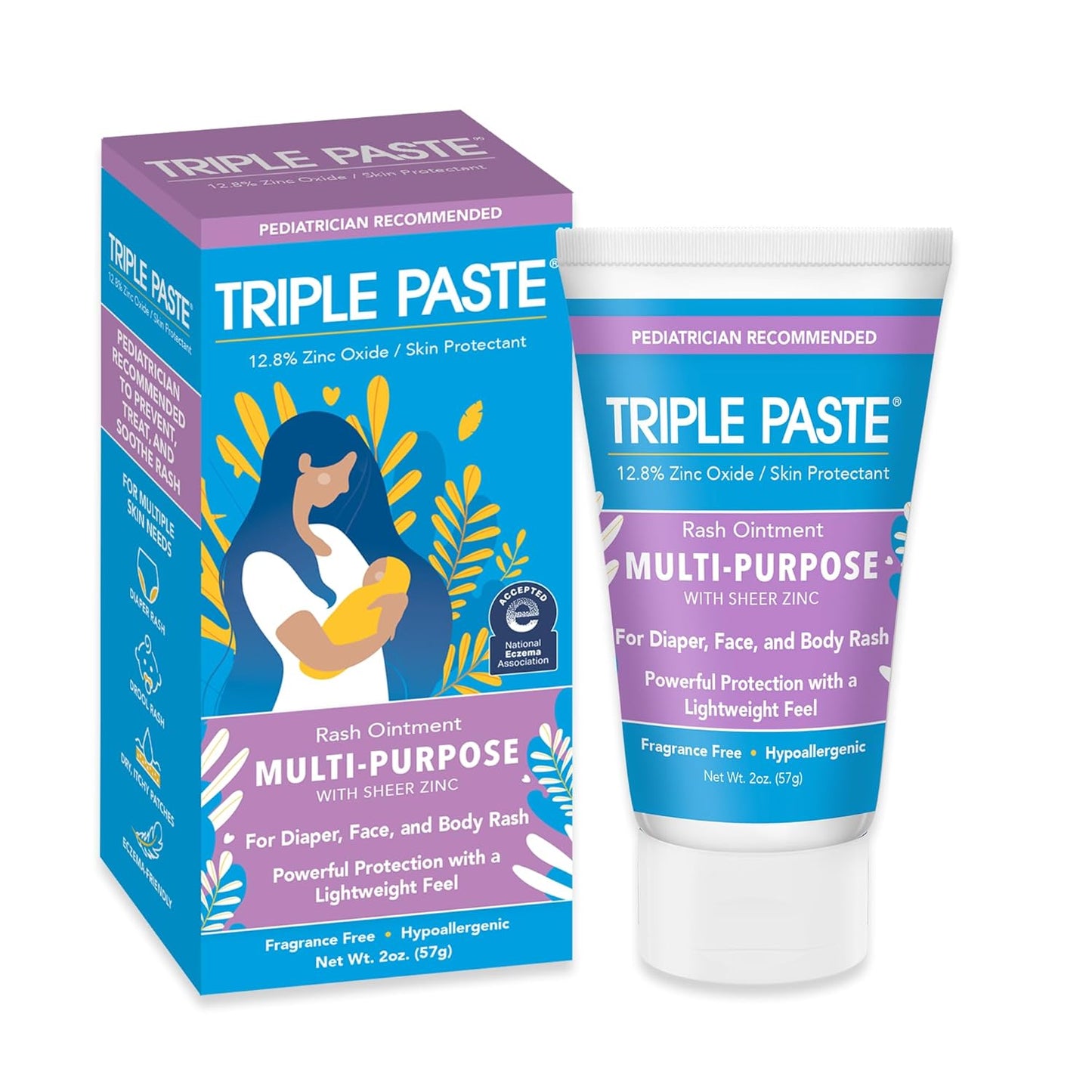 Triple Paste 3X Max Diaper Rash Ointment for Baby, Maximum Strength with 40% Zinc Oxide Ointment for Serious Diaper Rash, 6 oz Tube