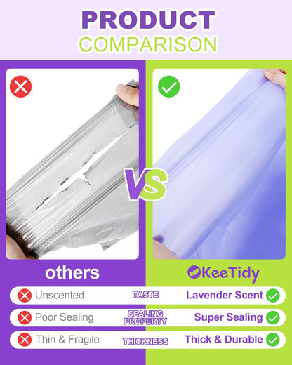 Diaper Pail Refill Bags Compatible with DEKOR PLUS Diaper Pails, 20% Extra Length Diaper Bags Disposable with Lavender Flavor, Holds up to 5940 Diapers, 10 Pack