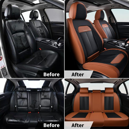FLORICH Car Seat Covers Full Set, Automotive Seat Covers, Black Car Seat Cover, Waterproof Seat Protectors Universal fit for Car Truck Van SUV - Black