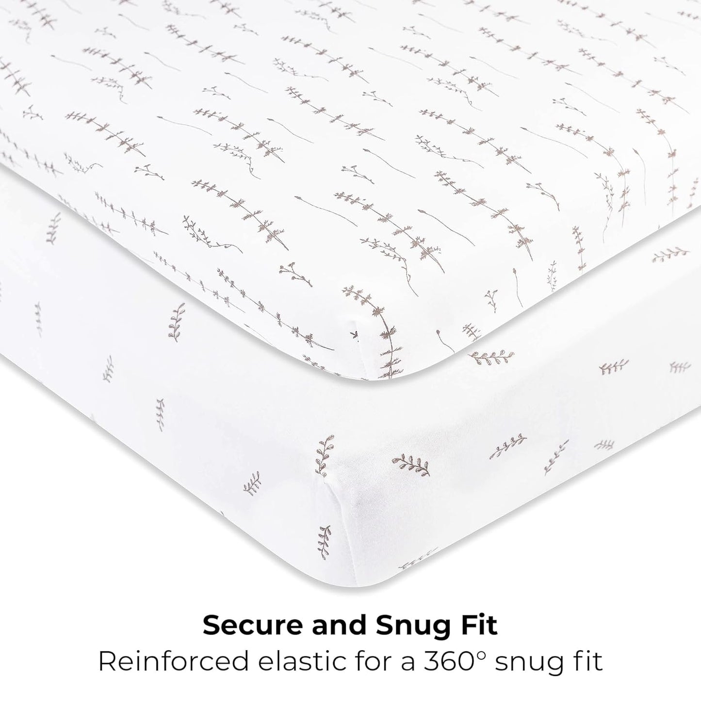 Ely's & Co. Pack N Play Fitted Playard Sheets - Breathable 100% Jersey Knit Cotton - Unisex Mini Crib Mattress Cover - Grey Sage Diamond - 2 Pack Set