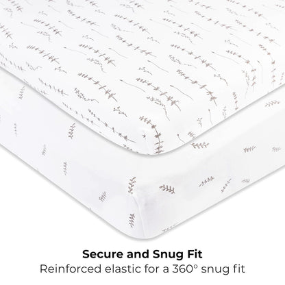 Ely's & Co. Pack N Play Fitted Playard Sheets - Breathable 100% Jersey Knit Cotton - Unisex Mini Crib Mattress Cover - Grey Sage Diamond - 2 Pack Set