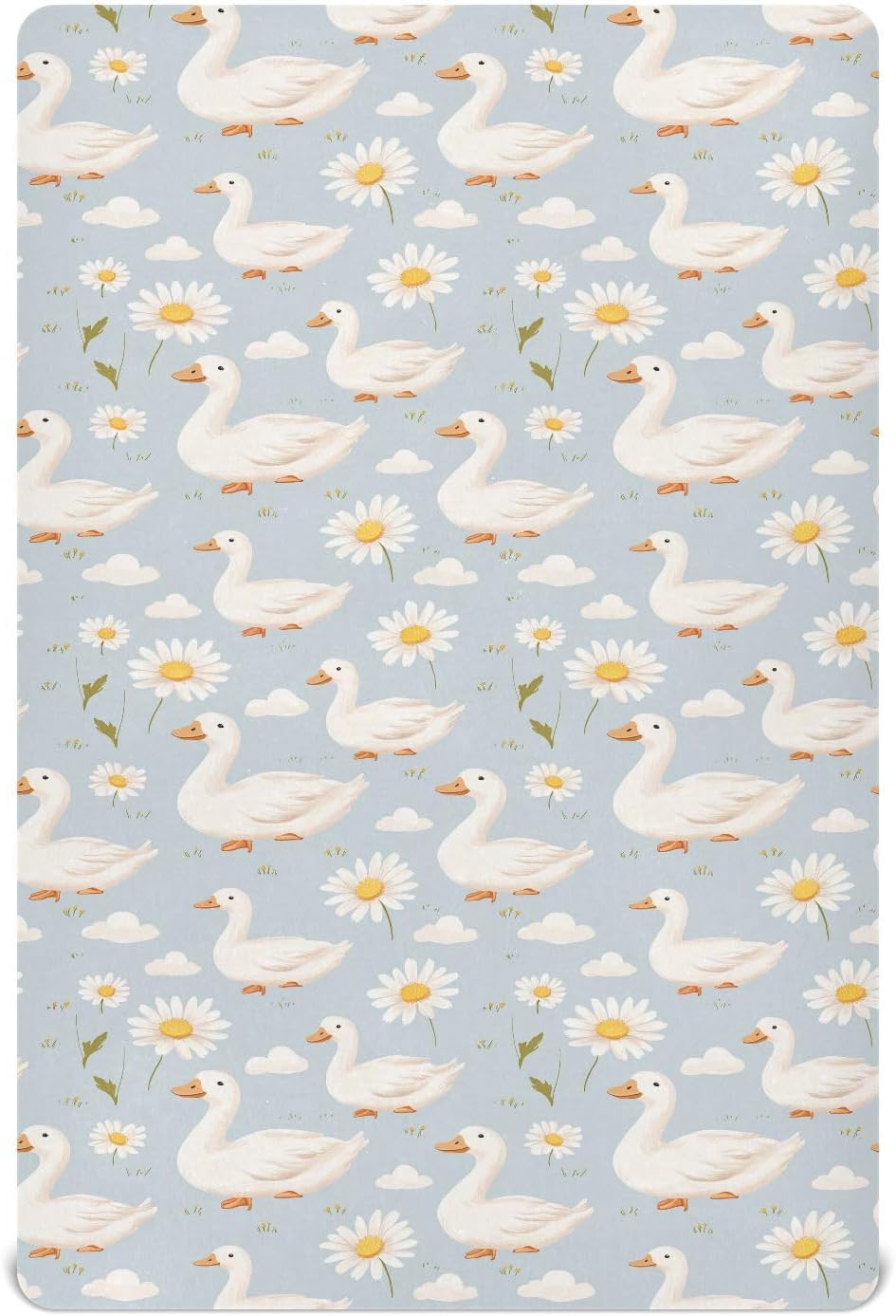 Baby Crib Sheet Cute Goose Flowers Crib Mattress for Boys and Girls Playard Sheet Soft Breathable Fitted Baby Mattress Cover 52x28in