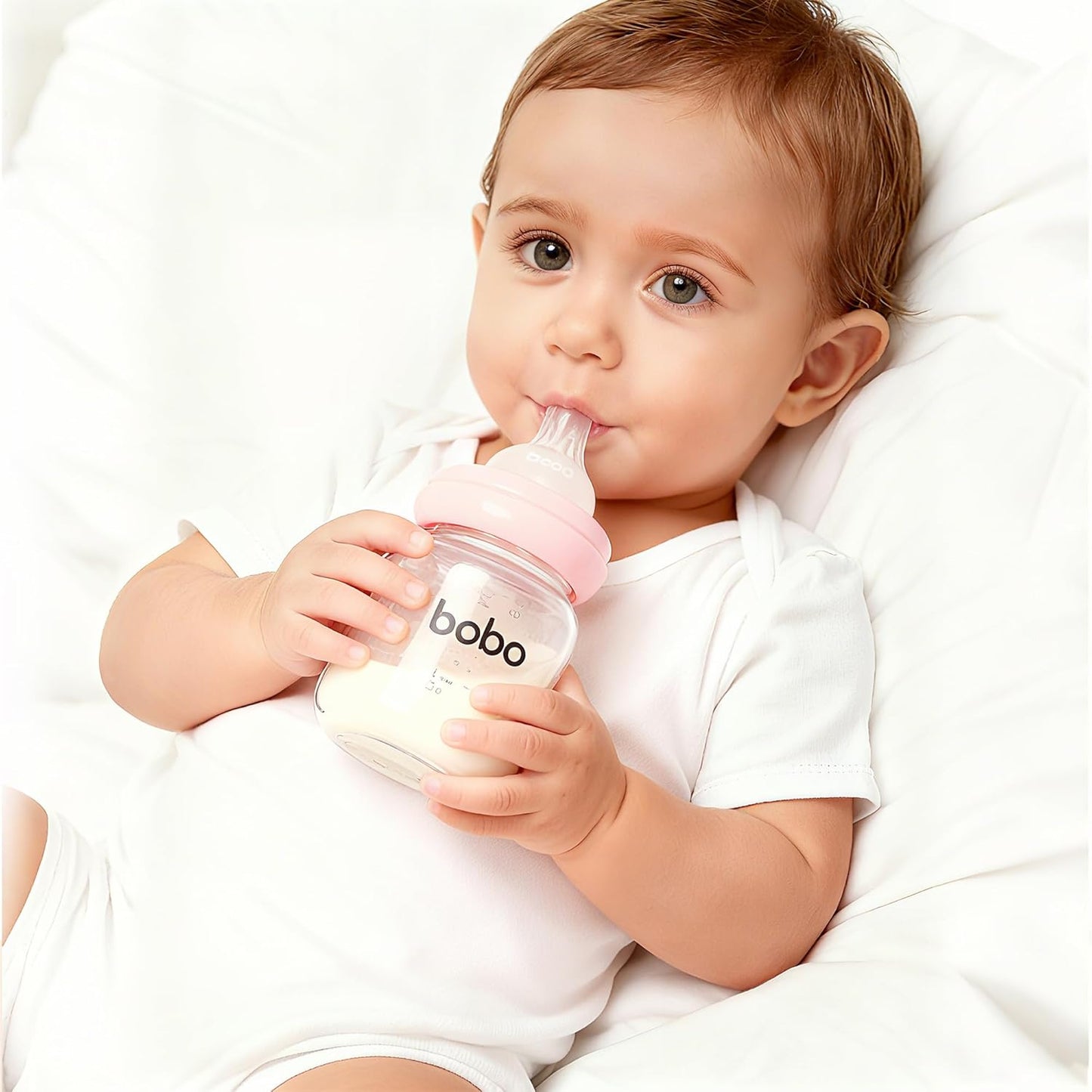 YOHKOH Natural Glass Baby Bottle with Level 1 Slow Flow Nipple, Newborn Anti-Colic Baby Bottles, Wide Neck Mushroom Baby Glass Bottle (Multicolour-A, 3.4oz (Pack of 4))
