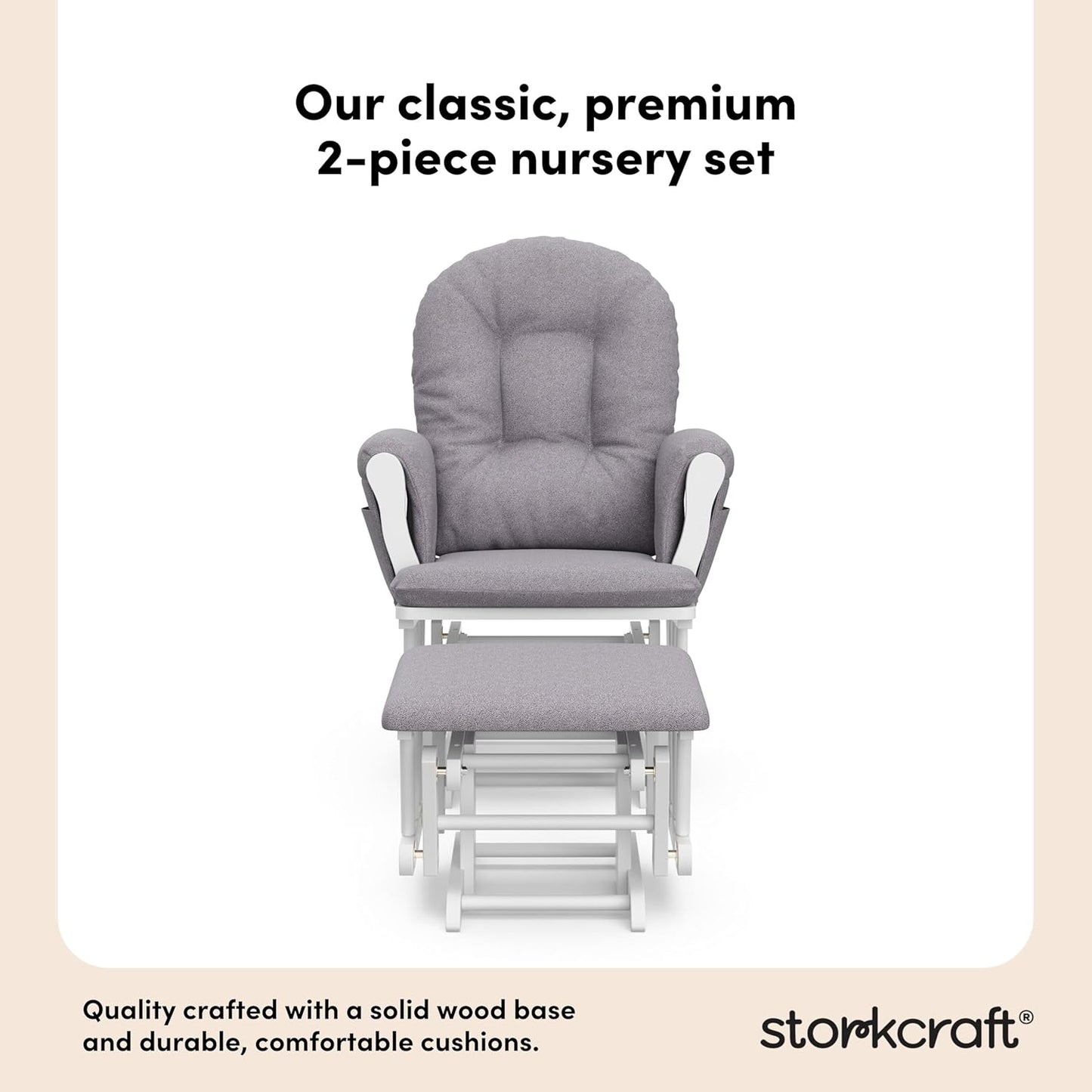 Storkcraft Premium Hoop Glider & Ottoman (Espresso/Gray Swirl) — GREENGUARD Gold Certified Nursery Glider, Solid Wood Craftsmanship, Smooth-Gliding Nursery Chair and Ottoman, Award-Winning - Colors A