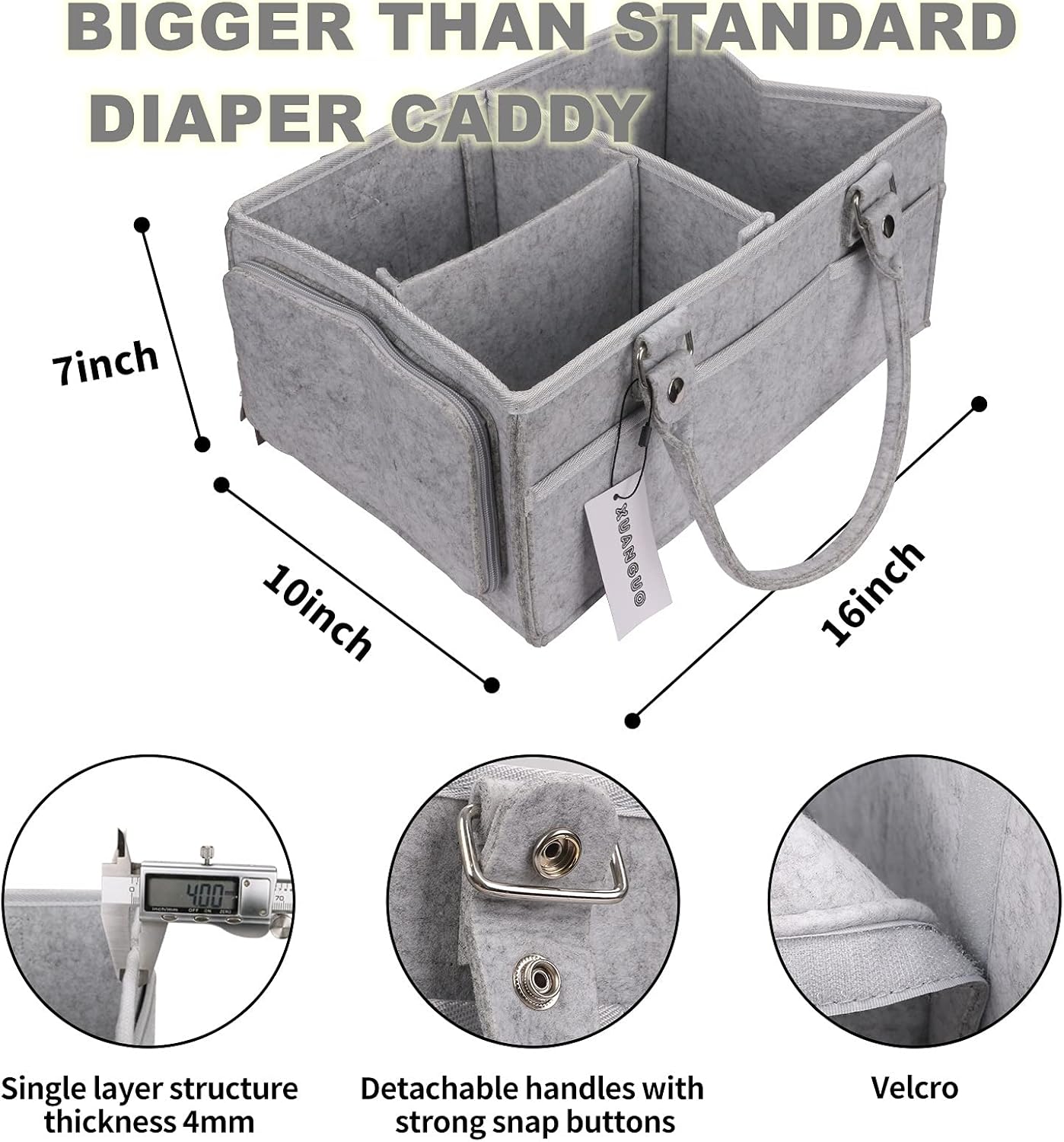 Baby Diaper Caddy Organizer for Boy or Girl Large Nursery Storage Bin Basket Portable Holder Tote Bag for Changing Table and Car Baby Shower Gifts Newborn Essentials Stuff Registry Must Haves Item