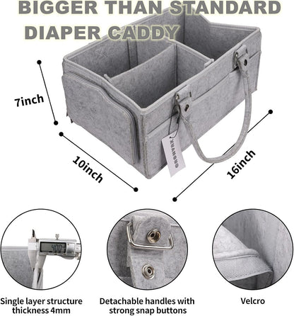 Baby Diaper Caddy Organizer for Boy or Girl Large Nursery Storage Bin Basket Portable Holder Tote Bag for Changing Table and Car Baby Shower Gifts Newborn Essentials Stuff Registry Must Haves Item