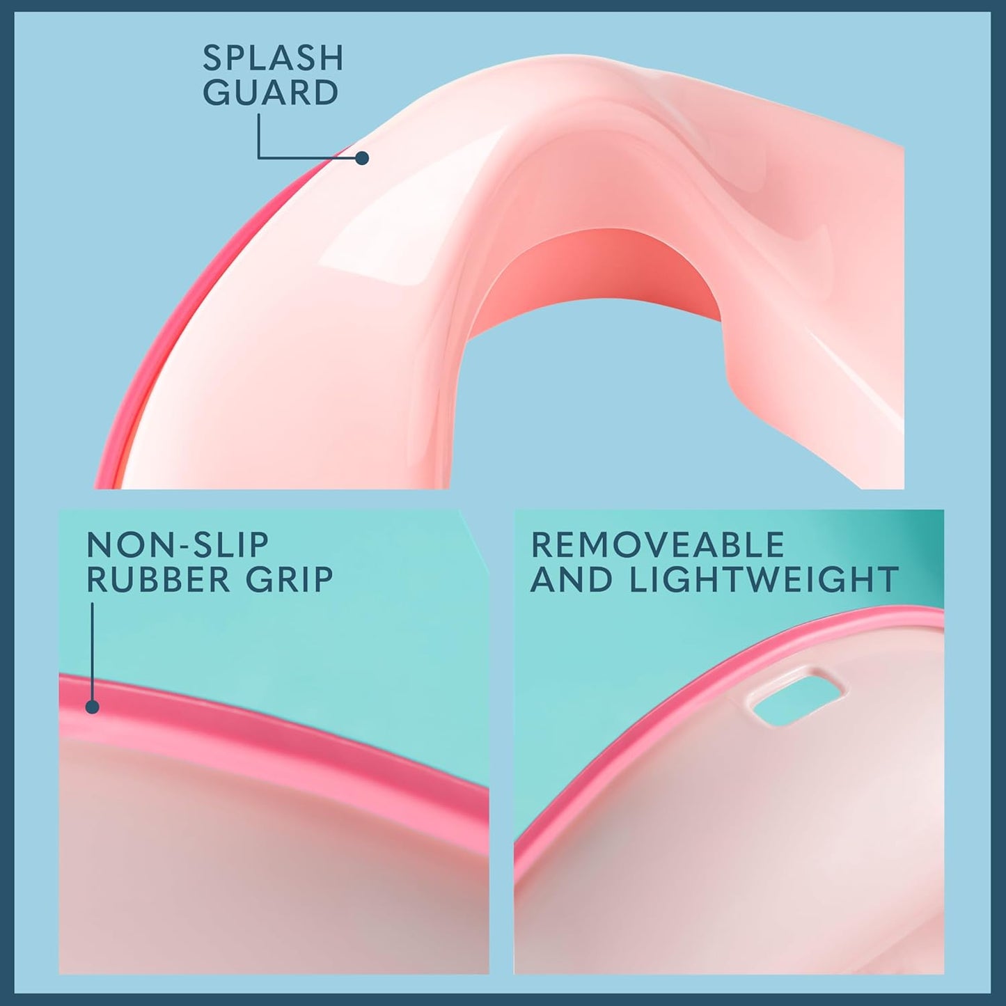 Todays Kids Toddler Potty Training Seat - Toddler Toilet Seat Attachment for Boys & Girls w/Splash Guard, Non-Slip Grip for Secure Fit, Fits Standard Round & Oval Toilets, Storage Hook Included, Pink