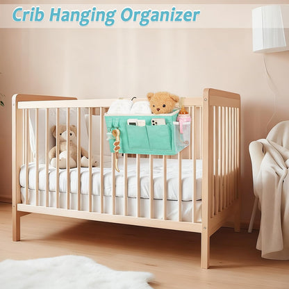 Loghot Bedside Caddy/Bedside Storage Bag Hanging Organizer for Bunk and Hospital Beds,Dorm Rooms Bed Rails,Can be Placed Glasses,Books,Mobile Phones,Keys (White)