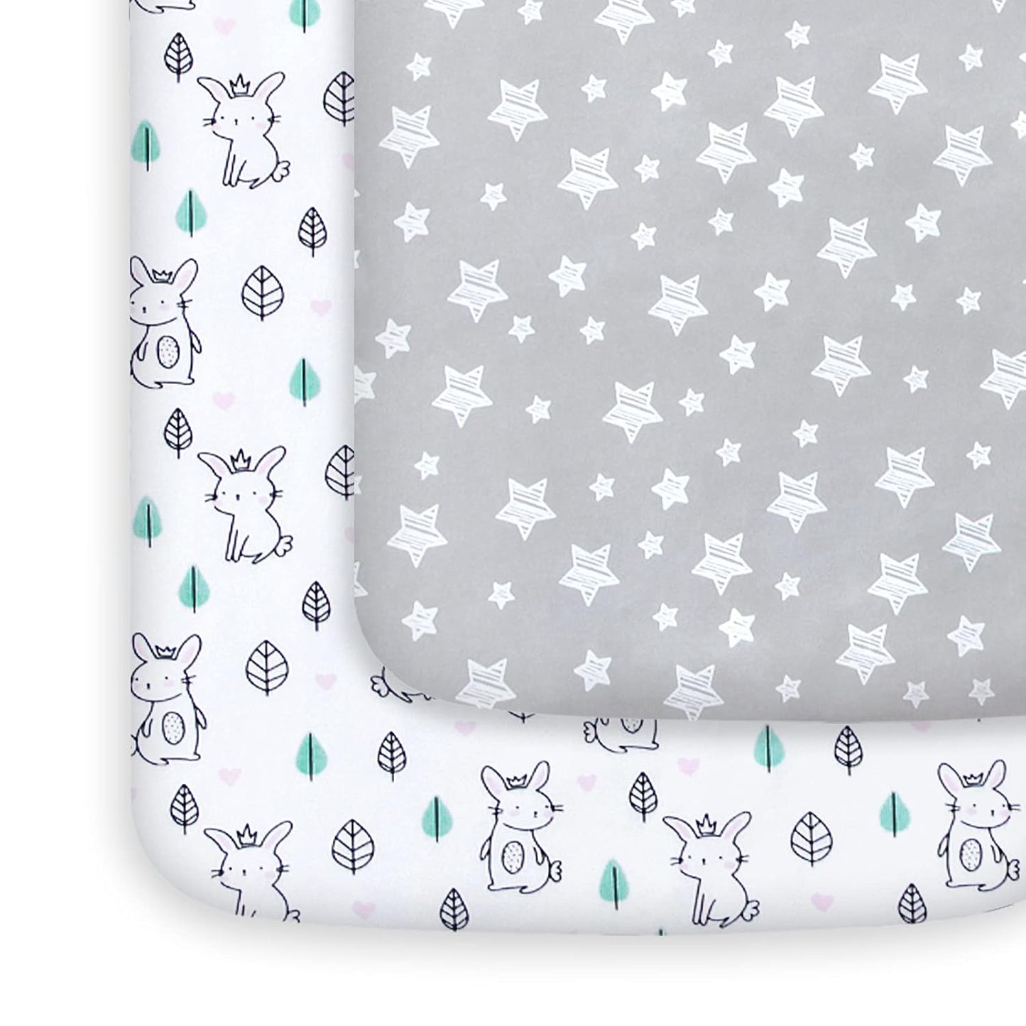 Pack and Play Sheets, 2 Pack Mini Crib Sheets, Stretchy Playard Fitted Sheet, Compatible with Graco Pack n Play, Soft and Breathable Material, Planet & Flower